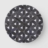 生エレガント物タイル模様の灰色モザイク花 ラウンド壁時計 (正面)