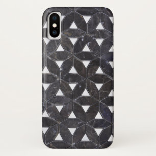 生エレガント物タイル模様の灰色モザイク花 iPhone X ケース