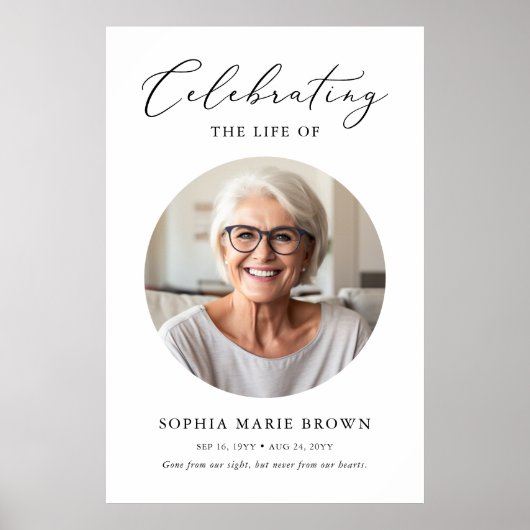 生エレガント生お祝い写真葬儀記念碑 ポスター (正面)