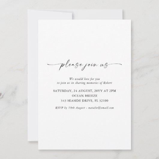 生エレガント生お祝い写真葬儀記念碑 招待状 (裏面)