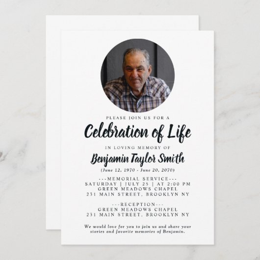 生エレガント生写真追悼式お祝い 招待状 (正面/裏面)