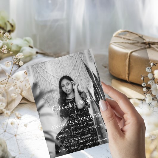 生エレガント生写真追悼式お祝い 招待状