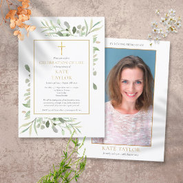 生エレガント生葬儀の緑の写真お祝い 招待状