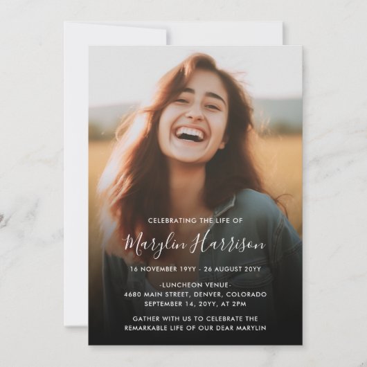 生エレガント生葬記念撮影お祝い 招待状 (正面)