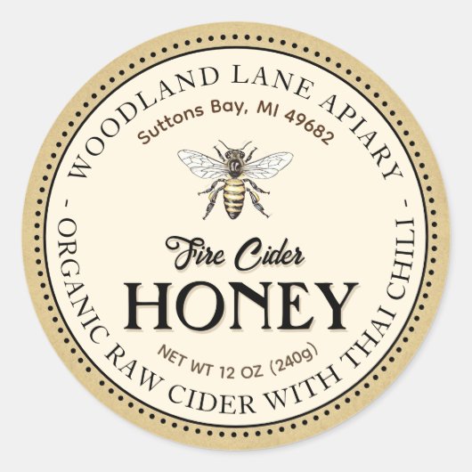 生オーガニック火サイダーハニータイチクイーンビー ラウンドシール (正面)