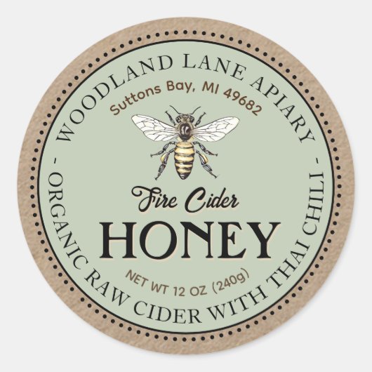 生オーガニック火サイダーハニータイチクイーンビー ラウンドシール (正面)