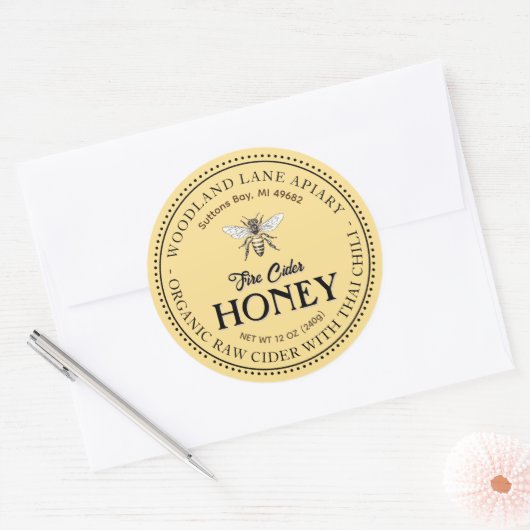 生オーガニック火サイダーハニータイチクイーンビー ラウンドシール (封筒)