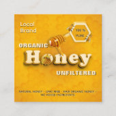 生オーガニック蜂蜜ローカルブランドQRコードかわいい黄色 スクエア名刺 (正面)