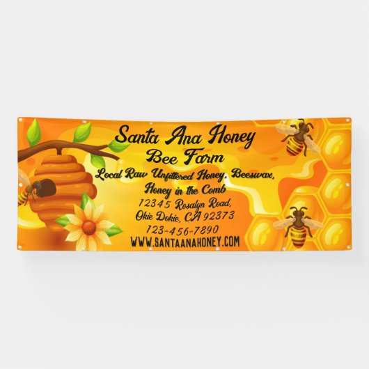 生カスタマイズ蜂蜜の販売 横断幕 (横)