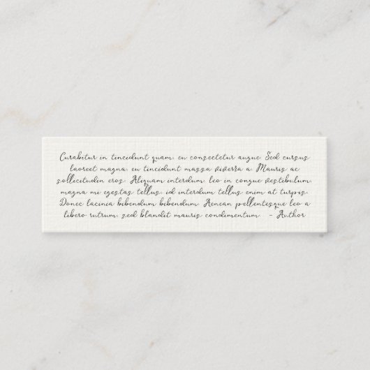 生カスタム命葬本マーク引用文お祝い スキニー名刺 (正面)