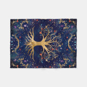 生カラフル命の木-イグドラシル フリースブランケット (正面(横))