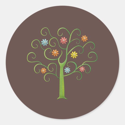 生カラフル命の木 ラウンドシール (正面)