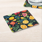 生カラフル果柄 スクエアペーパーコースター (アングル)