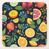 生カラフル果柄 スクエアペーパーコースター (正面)
