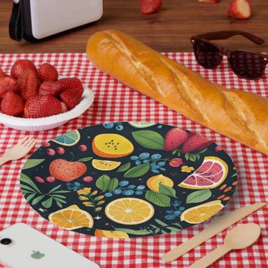 生カラフル果柄 ペーパープレート (ピクニック)