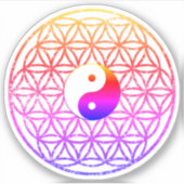 生カラフル物の花、おびえた幾何学、陰陽 シール (正面)