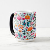 生カラフル花シームレスフローラ背景 モーフィングマグカップ (正面左)