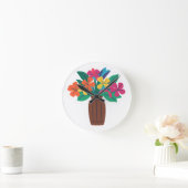 生カラフル花 ラウンド壁時計 (ホーム)