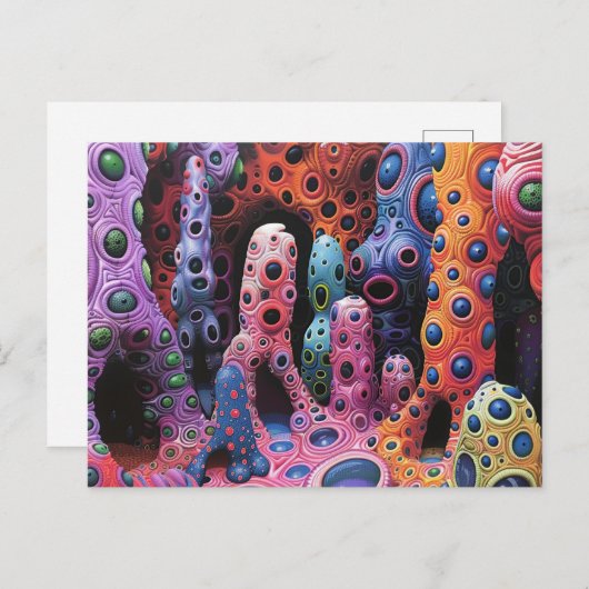 生カラフル風変わり物抽象芸術 ポストカード (正面/裏面)