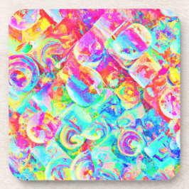 生カラフル鮮な抽象パターン コースター