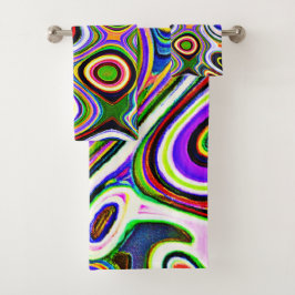 生カラフル鮮な抽象パターン バスタオルセット