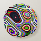 生カラフル鮮な抽象パターン ラウンドクッション (裏面)