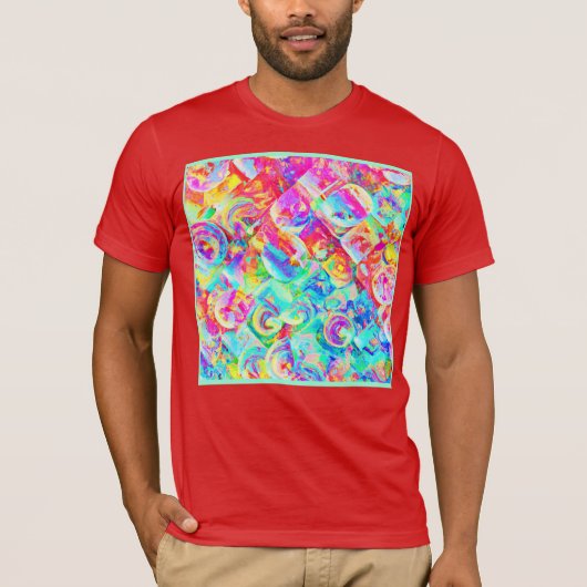 生カラフル鮮な抽象パターン Tシャツ (正面)