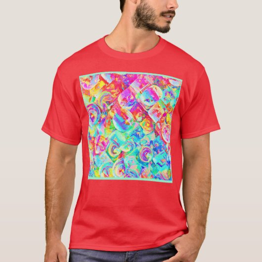 生カラフル鮮な抽象パターン Tシャツ (正面)