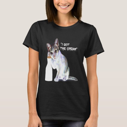 生クリーム猫得飼いPe Tシャツ (正面)