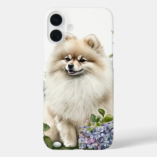 生クリーム色のポメラニア犬犬 Case-Mate iPhoneケース (裏面)
