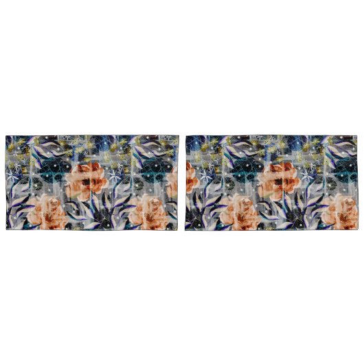 生グランジ花。 枕カバー (正面-セット)