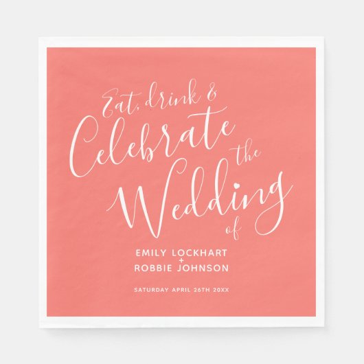 生シンプルきたサンゴと白結婚いナプキン スタンダードランチョンナプキン (正面)