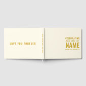 生シンプルエレガント活のベージュ色と金ゴールドお祝い ゲストブック (全面)