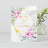 生シンプルカラフル花誕生日 招待状 (スタンド正面)