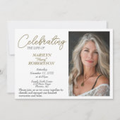 生シンプル命お祝い – 写真追悼式 招待状 (正面)