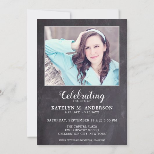 生シンプル命記念写真葬儀お祝い 招待状 (正面)