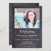 生シンプル命記念写真葬儀お祝い 招待状 (正面/裏面)