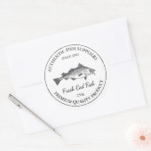 生タラ魚包装ラベル ラウンドシール (封筒)