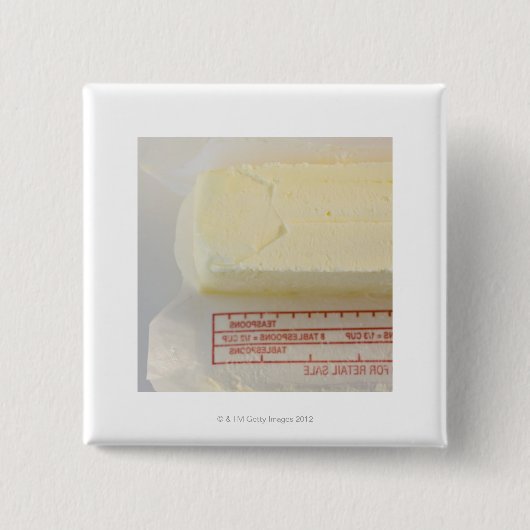 生バターのクローズアップ 缶バッジ (正面)