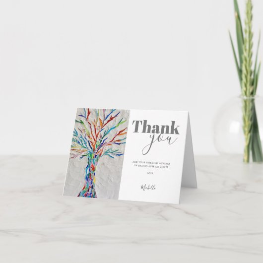 生パーソナライズされた命の木 サンキューカード (正面)