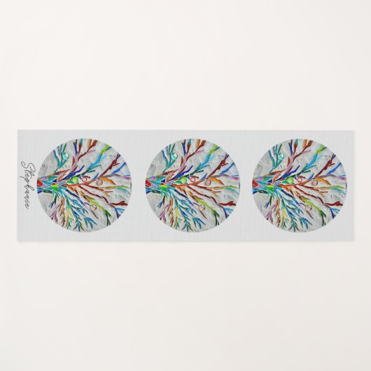 生パーソナライズされた命の木 ヨガマット (正面(横))