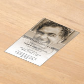 生パーソナライズされた命葬儀の写真お祝い アクリル招待状 (レイダウン)