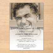 生パーソナライズされた命葬儀の写真お祝い アクリル招待状 (正面)