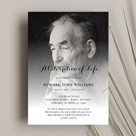 生パーソナライズされた命葬儀の写真お祝い 招待状