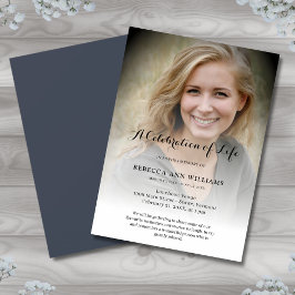 生パーソナライズされた命葬儀の写真お祝い 招待状