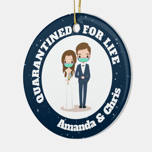 生パーソナライズされた活の検疫された名前 セラミックオーナメント (左)