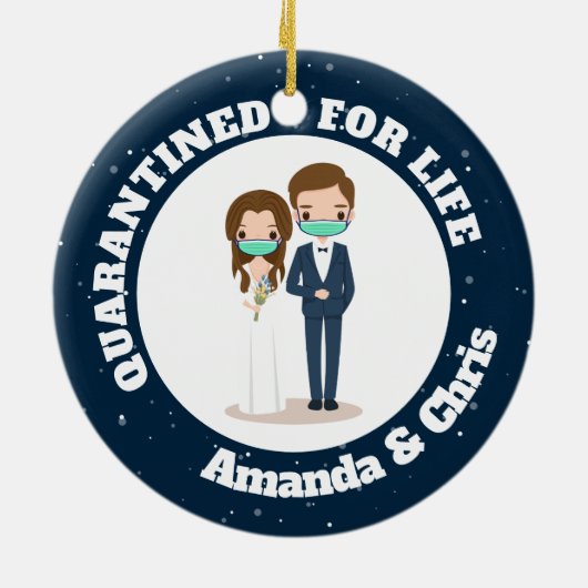 生パーソナライズされた活の検疫された名前 セラミックオーナメント (裏面)