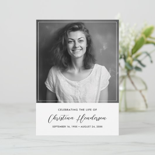 生パーソナライズされた生写真お祝い葬儀 招待状 (スタンド正面)