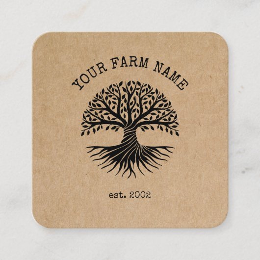 生ビーガンオーガニックファーム農家果実野菜 スクエア名刺 (正面)