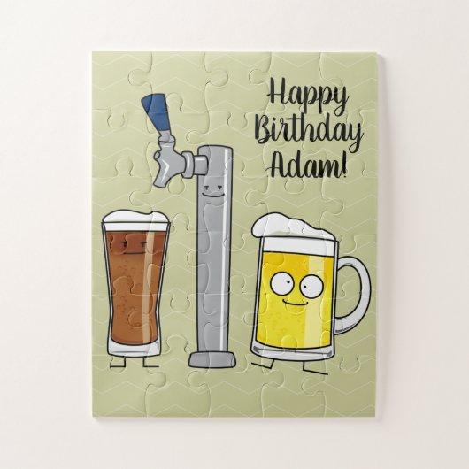生ビールのラガーのタップ飲まれる丈夫なアルコール泡のマグ ジグソーパズル (縦)